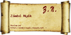 Zámbó Nyék névjegykártya
